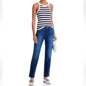 PAIGE 23 Cindy High Rise Straight Leg Ankle Jeans Raw Hem Promise